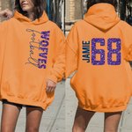 Personalized Multicolor Faux Glitter Football T-shirt Sweatshirt Hoodie with Name and Number Game Day Birthday Gift for Family