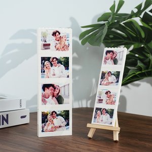 Personalisierte lustige 4 Fotos Rechteck Building Brick Puzzles mit Stand Home Decor Urlaub Geburtstag Geschenk für Freund Familie