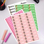 Autocollants Étiquettes Multicolore Personnalisés avec Motif Crayon Enfant Dessin Animé et Nom Cadeau Rentrée pour Garçons Filles