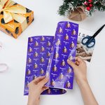 Personalized Funny Face Photo Multicolor Wrapping Paper with Text Christmas Birthday Holiday Favor Packing for Family Friends