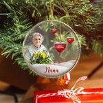 Personalized Red Heart Photo Clear Acrylic Hanging Ornament with Nickname and 1-15 Names Christmas Birthday Gift for Grandma Family
