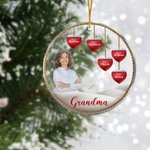 Personalized Red Heart Photo Clear Acrylic Hanging Ornament with Nickname and 1-15 Names Christmas Birthday Gift for Grandma Family