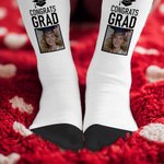 Personlig Graduation Hat Photo Congrats Grad Mjuka flerfärgade strumpor med namn Celebration Graduation Gift för Graduates Klasskamrater