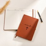 Personalised Cross Pattern A5 PU Leather Lined Journal Notebook with  Name and 100 Pages Birthday Gift for Christian
