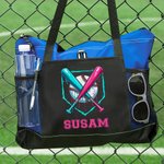 Goteo personalizado de béisbol Bolsa grande Oxford Tote con texto y bolsillos de malla Deporte esencial Día de Juego Regalo para los jugadores de béisbol
