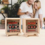 Personalized I Hit The Jackpot With You Wooden Clear Piggy Money Box with Name and Initial Birthday Anniversary Gift for Couple