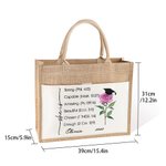 Personalized Bible Verses Birth Flower Graduation Cap Jute Tote Bag with Name and Year Large Storage Graduation Gift for Women Christian Graduates