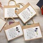Personalized Bible Verses Birth Flower Graduation Cap Jute Tote Bag with Name and Year Large Storage Graduation Gift for Women Christian Graduates