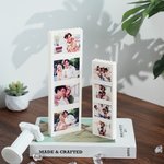 Gepersonaliseerde Grappige 4 Foto's Rechthoek Bouwsteen Puzzels met Voet Huisdecoratie Feestdag Verjaardagscadeau voor Vriend Familie