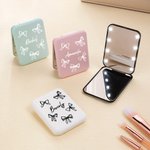 Personalized Bow LED Double-Sided Foldable Compact Makeup Mirror with Name Travel Accessories Birthday Gift for Women Girls