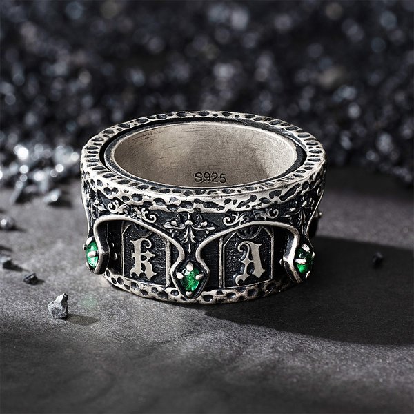 Personalized Gothic Cathedral Vintage Marquise Birthstone Ring with Name Dainty Jewelry Anniversary Birthday Gift for Gothic Lovers