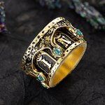 Personalized Sterling Silver Gothic Cathedral Vintage Marquise Birthstone Spinning Ring with Name Dainty Jewellery Anniversary Birthday Gift for Men