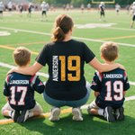 Personalized Multicolor Faux Glitter Football T-shirt Sweatshirt Hoodie with Name and Number Game Day Birthday Gift for Family