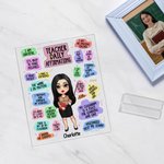 Gepersonaliseerde Dagelijkse Affirmaties Cartoon Leraar Karakter Rechthoek Acryl Plaquette met Naam Teacher's Day Waardering Verjaardagscadeau voor leraar