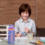 Personalisierte Namen-Trinkflasche mit Silikon-Strohhalm und Auslaufsicher-Deckel 350ml Kindertag zurück zur Schule Sport Geschenk für Kinder