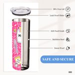 Personalized Multicolor Cartoon Teacher 20 oz Insulated Skinny Tumbler with Text and Straw Back to School Birthday Gift for Men Women