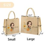 Personalised Birth Flower Cartoon Character Reusable Jute Tote Bag with Name Birthday Gift for Women