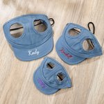 Personalized Multiple Sizes Adjustable Dog Sun Hat Baseball Cap with Embroidered Name and Ear Hole Gift for Pet Lovers