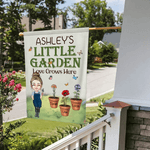 Gepersonaliseerde Geboortebloem Tekenfiguur Tuinvlag met 1-8 Namen Tuindecoratie Moederdag Vaderdag Cadeau voor Mama Papa