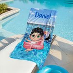 Toalla de playa de gran tamaño, suave, de secado rápido, con nombre, personalizada, de dibujos animados, para niños, vacaciones de verano, fiesta en la playa, regalo de cumpleaños para niños y niñas.