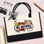 Gepersonaliseerde appelkrijt grote boodschappentas met tekst Verjaardagscadeau voor leraren