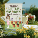 Gepersonaliseerde Geboortebloem Tekenfiguur Tuinvlag met 1-8 Namen Tuindecoratie Moederdag Vaderdag Cadeau voor Mama Papa