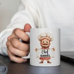Personalized Cute Cartoon Chef Character Ceramic Mug with Name Cooking Affirmation Birthday Gift for Chef Cooking Lovers