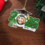 Personalized Grad Cap Face Photo Christmas Tree Ornament with Name and Glitter Number Graduation Christmas Gift for Graduates