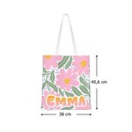 Sac Fourre-tout en Toile Personnalisé avec Motif Floral et Nom Cadeau Anniversaire Vacances Souvenir pour Femme Fille