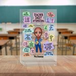 Gepersonaliseerde Dagelijkse Affirmaties Cartoon Leraar Karakter Rechthoek Acryl Plaquette met Naam Teacher's Day Waardering Verjaardagscadeau voor leraar