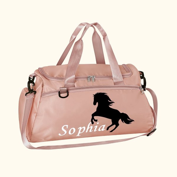 Personalizada Impermeable Bolsa de Gran Capacidad con Nombre para Equitación Deporte Viaje Regalo para Amantes de Caballos