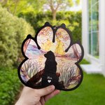 Personalized Dog Silhouette Paw Shape Window Hanging Suncatcher Christmas Ornament with Names Sympathy Memorial Remembrance Gift for Dog Lovers