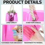 Personalized Sunny Beach Style Cute Cartoon Girl Holographic Clear Tote Bag with Name Summer Vacation Holiday Birthday Gift for Women Girls