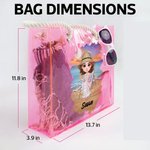 Personalized Sunny Beach Style Cute Cartoon Girl Holographic Clear Tote Bag with Name Summer Vacation Holiday Birthday Gift for Women Girls