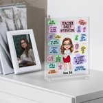 Gepersonaliseerde Dagelijkse Affirmaties Cartoon Leraar Karakter Rechthoek Acryl Plaquette met Naam Teacher's Day Waardering Verjaardagscadeau voor leraar