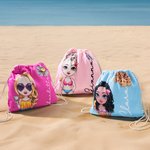 Personalisiertes Geburtsblume Cartoon Charakter Strandtuch mit Namen 2 in 1 Turnbeutel Party Reise Geburtstag Geschenk für Familie Freunde