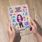 Gepersonaliseerde Dagelijkse Affirmaties Cartoon Leraar Karakter Rechthoek Acryl Plaquette met Naam Teacher's Day Waardering Verjaardagscadeau voor leraar