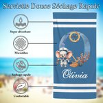 Serviette de Plage Personnalisée avec Animal Marin Initiale et Nom Accessoire Séchage Rapide Cadeau Anniversaire Vacances Été pour Garçon Fille