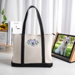 Personalizada Bordado Floral Mascota Cara Foto Impermeable Bolsa Grande con Nombre Accesorios de Viaje Regalo de Cumpleaños para Gato Perro Mamá Mujeres