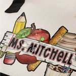 Gepersonaliseerde appelkrijt grote boodschappentas met tekst Verjaardagscadeau voor leraren