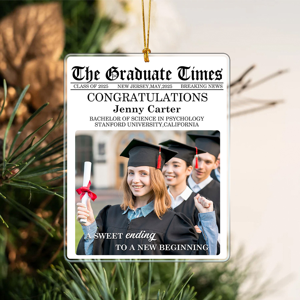 Ornement personnalisé en acrylique avec nom et texte Cadeau commémoratif pour les diplômés de 2025