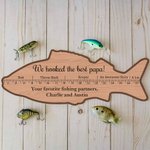 Personalized Fish Shaped Basswood Ruler with Text Fishing Supplies Funny Father's Day Birthday Gift for Dad