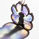 Personalized Dog Silhouette Paw Shape Window Hanging Suncatcher Christmas Ornament with Names Sympathy Memorial Remembrance Gift for Dog Lovers