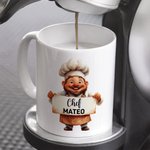 Personalized Cute Cartoon Chef Character Ceramic Mug with Name Cooking Affirmation Birthday Gift for Chef Cooking Lovers