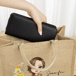 Personalised Birth Flower Cartoon Character Reusable Jute Tote Bag with Name Birthday Gift for Women