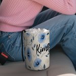 Personalised Birth Flower Portable Hanging Car Trash Can with Name Car Accessory Birthday Gift for Family Car Owner