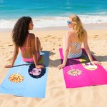 Personalisiertes Geburtsblume Cartoon Charakter Strandtuch mit Namen 2 in 1 Turnbeutel Party Reise Geburtstag Geschenk für Familie Freunde