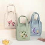 Personalised Birth Flower Cartoon Character PU Leather Makeup Bag with Handle and Multiple Compartments Travel Anniversary Birthday Gift for Women