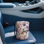 Personalised Birth Flower Portable Hanging Car Trash Can with Name Car Accessory Birthday Gift for Family Car Owner