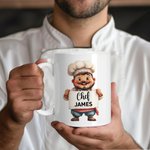 Personalized Cute Cartoon Chef Character Ceramic Mug with Name Cooking Affirmation Birthday Gift for Chef Cooking Lovers